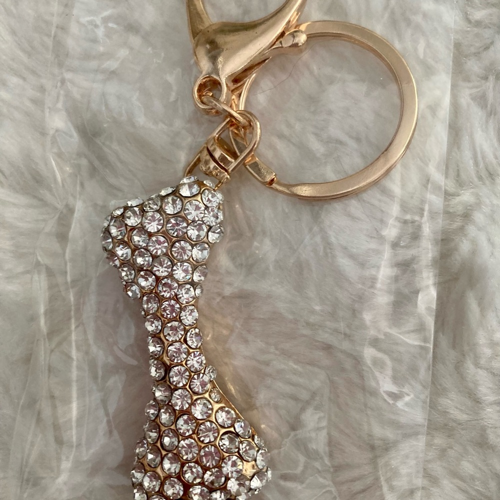 Rhinestone Bone Purse Charm Keychain